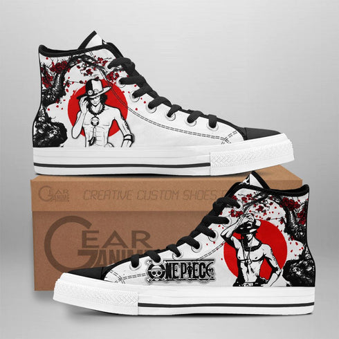 Portgas Ace High Top -kengät Custom Anime OP -lenkkarit Japan Style